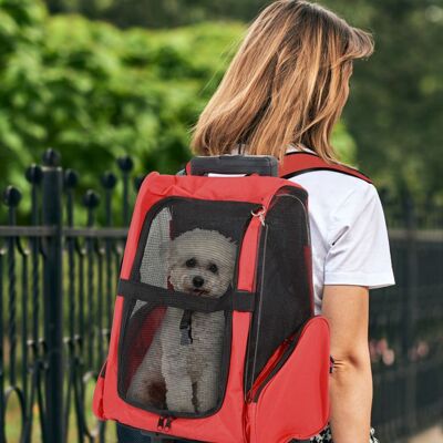 Generic 2 en 1 trolley chariot sac a dos sac de transport a roulettes pour chien chat Rouge - Publicité Generic 2 en 1 trolley chariot sac a dos sac de transport a roulettes pour chien chat Rouge - Publicité