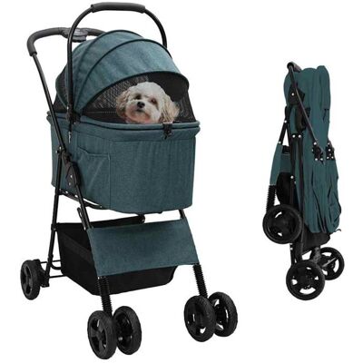Poussette pour animaux - vidaXL - Tissu Oxford - 81x47x99 cm - Pliable - Roues amortissantes - Système de freinage Vert - Publicité Poussette pour animaux - vidaXL - Tissu Oxford - 81x47x99 cm - Pliable - Roues amortissantes - Système de freinage Vert - Publicité