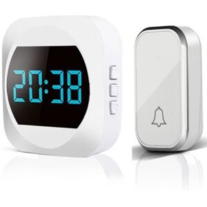 YIKXIULF Sonnette sans Fil exterieur Étanche -IP44 Étanche affichage de temps à LED Portée de 150M 38 Mélodies 4 Niv Volume - Publicité YIKXIULF Sonnette sans Fil exterieur Étanche -IP44 Étanche affichage de temps à LED Portée de 150M 38 Mélodies 4 Niv Volume - Publicité