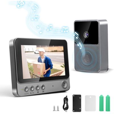 TTLIFE Interphone Vidéo Porte Sans Fil - Caméra Écran IPS 4.3 IP65 - Angle 170° Vision Nocturne 6 sonneries et 15 langues disponibles - Publicité TTLIFE Interphone Vidéo Porte Sans Fil - Caméra Écran IPS 4.3 IP65 - Angle 170° Vision Nocturne 6 sonneries et 15 langues disponibles - Publicité