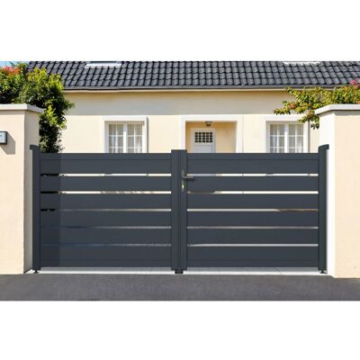 Portail battant - Casanoov - VOGEL - 3m H.125cm - Gris - Aluminium Gris - Publicité Portail battant - Casanoov - VOGEL - 3m H.125cm - Gris - Aluminium Gris - Publicité