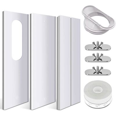 OVVOFPP Kit De Fenêtre De Climatiseur Portable Plaques De Kit De Glissière De Fenêtre RéglableCache-Fenêtre À Volet Roulant Accessoires - Publicité OVVOFPP Kit De Fenêtre De Climatiseur Portable Plaques De Kit De Glissière De Fenêtre RéglableCache-Fenêtre À Volet Roulant Accessoires - Publicité