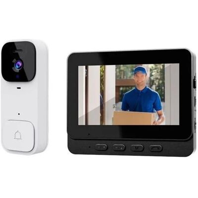 SAPLIKY Sonnette vidéo sans fil 64Go caméra HD 43 interphone bidirectionnel facile à installer visiophone sécurité maison appartement - Publicité SAPLIKY Sonnette vidéo sans fil 64Go caméra HD 43 interphone bidirectionnel facile à installer visiophone sécurité maison appartement - Publicité