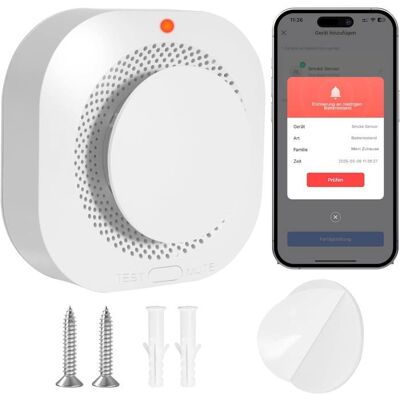 Détecteur de Fumée Intelligent Alarme Incendie Détecteur Fumée sans Fil avec WLAN App-Supportéavec Support Magnétique et vis Blanc - Publicité Détecteur de Fumée Intelligent Alarme Incendie Détecteur Fumée sans Fil avec WLAN App-Supportéavec Support Magnétique et vis Blanc - Publicité