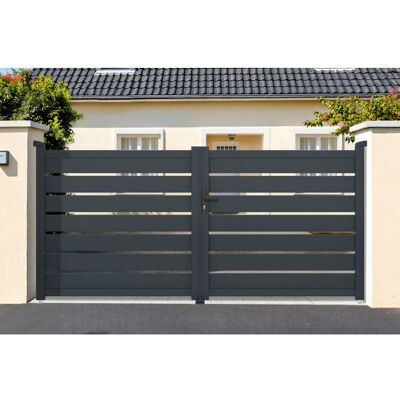 Portail battant - Casanoov - VOGEL - 3m H.143cm - Gris - Aluminium Gris - Publicité Portail battant - Casanoov - VOGEL - 3m H.143cm - Gris - Aluminium Gris - Publicité