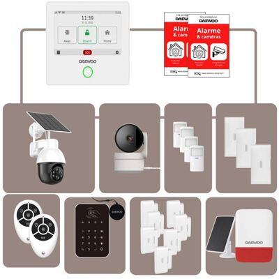 DAEWOO SECURITY Daewoo - Alarme Maison WiFi + GSM Sans Fil Touch AM343 - Sans Abonnement - Kit Complet avec Caméras Full HD - Publicité DAEWOO SECURITY Daewoo - Alarme Maison WiFi + GSM Sans Fil Touch AM343 - Sans Abonnement - Kit Complet avec Caméras Full HD - Publicité