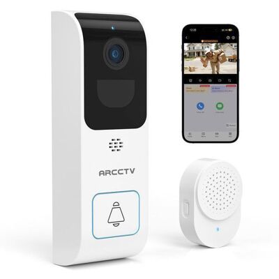 ARCCTV Sonnette vidéo sans fil-Caméra 4MP avec batterie intégrée-WiFi 24/5 GHz-Détection humaine-Audio Bidirectionnel-Installation Facile - Publicité ARCCTV Sonnette vidéo sans fil-Caméra 4MP avec batterie intégrée-WiFi 24/5 GHz-Détection humaine-Audio Bidirectionnel-Installation Facile - Publicité