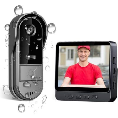 TRAHOO Sonnette vidéo sans fil 1080P IP65 vision nocturne IR audio bidirectionnel écran 43 - Publicité TRAHOO Sonnette vidéo sans fil 1080P IP65 vision nocturne IR audio bidirectionnel écran 43 - Publicité