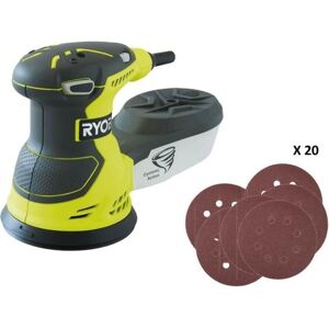 RYOBI - Ponceuse excentrique 300 W - 7 000-13 000 osc/min - diam. 125 mm - Livrée en sac de transport avec 20 abrasifs - ROS300A Vert - Publicité RYOBI - Ponceuse excentrique 300 W - 7 000-13 000 osc/min - diam. 125 mm - Livrée en sac de transport avec 20 abrasifs - ROS300A Vert - Publicité