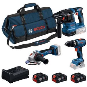 Bosch Professional COMBO KIT 3 OUTILS : GSB 18V-65 + 18V-22 + GWS 18V-11 + batteries GBA 3x5.0Ah + chargeur GAL 12V/18V-80 + sac - Publicité Bosch Professional COMBO KIT 3 OUTILS : GSB 18V-65 + 18V-22 + GWS 18V-11 + batteries GBA 3x5.0Ah + chargeur GAL 12V/18V-80 + sac - Publicité