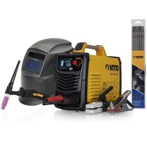 Poste a souder Profesionnel inverter MMA TIG 150 Ampères+12 baguettes Ø 2.5 mm + Cagoule LCD + Mallette VITO Jaune - Publicité Poste a souder Profesionnel inverter MMA TIG 150 Ampères+12 baguettes Ø 2.5 mm + Cagoule LCD + Mallette VITO Jaune - Publicité