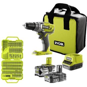 Perceuse-visseuse sans fil RYOBI R18DD3-2415BS - 18V, 2 batteries, 127 accessoires - Publicité Perceuse-visseuse sans fil RYOBI R18DD3-2415BS - 18V, 2 batteries, 127 accessoires - Publicité