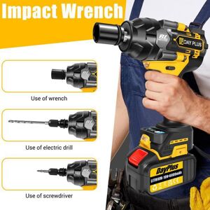 DAYPLUS Clé à Choc Brushless 21V 800 NM avec 1 Battery3 vitesses variables Boulonneuse à Choc - 4 Douilles à Chocs + 12 accessoires - Publicité DAYPLUS Clé à Choc Brushless 21V 800 NM avec 1 Battery3 vitesses variables Boulonneuse à Choc - 4 Douilles à Chocs + 12 accessoires - Publicité