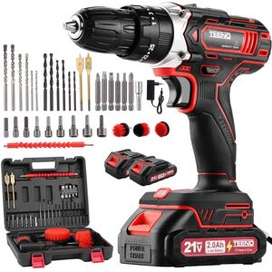 Perceuse Visseuse Sans Fil - TEENO - Perceuse Visseuse 21V - 45 Nm - 2 vitesses - 2x2.0Ah Rouge - Publicité Perceuse Visseuse Sans Fil - TEENO - Perceuse Visseuse 21V - 45 Nm - 2 vitesses - 2x2.0Ah Rouge - Publicité