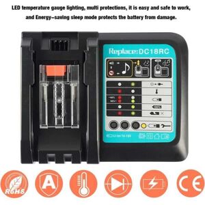 Chargeur pour batteries Makita 14.4V ~ 18V - FOLAYA - DC18RC - Moniteurs de charge - Publicité Chargeur pour batteries Makita 14.4V ~ 18V - FOLAYA - DC18RC - Moniteurs de charge - Publicité