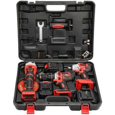 Pack 3 outils - TEENO - TEENO 20V - Batteries 20V 3Ah - Brushless - Usage professionnel Noir - Publicité Pack 3 outils - TEENO - TEENO 20V - Batteries 20V 3Ah - Brushless - Usage professionnel Noir - Publicité