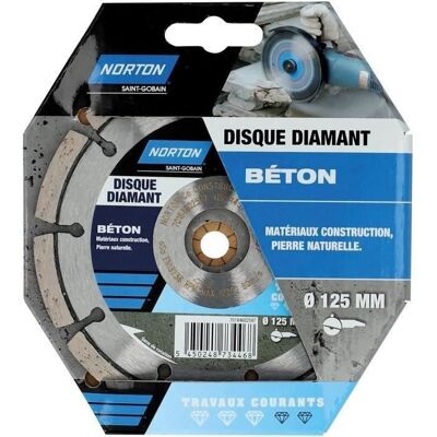 Disque Diamant Norton 125mm - Convient pour béton, pierre, matériaux de construction - Publicité Disque Diamant Norton 125mm - Convient pour béton, pierre, matériaux de construction - Publicité