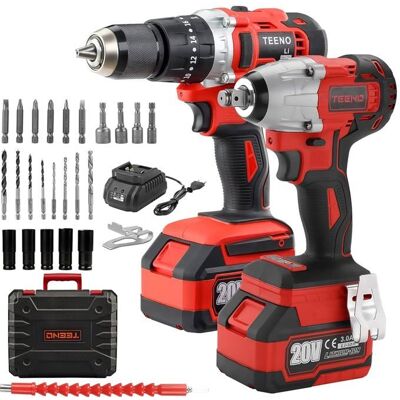 Pack 2 outils - TEENO - 20V - Clé à chocs brushless 320 Nm - Perceuse à percussion - 2×Batteries 3Ah Rose - Publicité Pack 2 outils - TEENO - 20V - Clé à chocs brushless 320 Nm - Perceuse à percussion - 2×Batteries 3Ah Rose - Publicité
