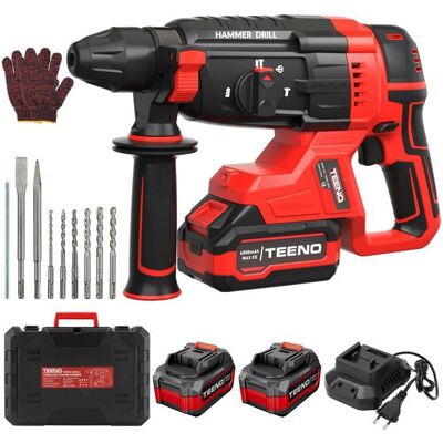 Marteau perforateur sans fil - TEENO - 20V Brushless - 4.0Ah - SDS Plus Rouge - Publicité Marteau perforateur sans fil - TEENO - 20V Brushless - 4.0Ah - SDS Plus Rouge - Publicité