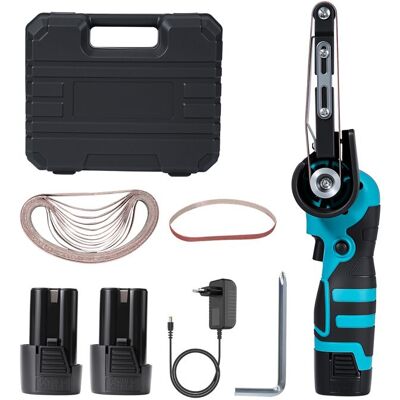 PRUMYA Ponceuse à Bande Sans Fil 168 V 10 000 tr/min 15 Bandes Abrasives Moteur Puissant pour le Bois le Métal et les Surfaces Bleu - Publicité PRUMYA Ponceuse à Bande Sans Fil 168 V 10 000 tr/min 15 Bandes Abrasives Moteur Puissant pour le Bois le Métal et les Surfaces Bleu - Publicité
