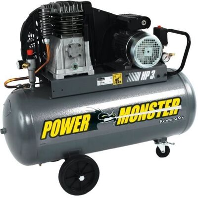 MECAFER PowerMonster 100L 3HP Compresseur d'air bicylindre courroie - Publicité MECAFER PowerMonster 100L 3HP Compresseur d'air bicylindre courroie - Publicité