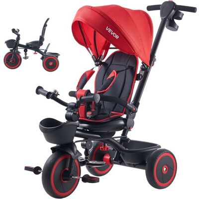Tricycle Évolutif pour Enfants de 1 à 5 Ans-VEVOR-Tricycle Bébé 6 en 1 avec Canne Réglable à 4 Niveaux-Rouge - Publicité Tricycle Évolutif pour Enfants de 1 à 5 Ans-VEVOR-Tricycle Bébé 6 en 1 avec Canne Réglable à 4 Niveaux-Rouge - Publicité