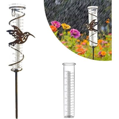 Pluviomètre décoratif - OKZ® - Verre et métal - Échelle claire - Design élégant en forme doiseau - Publicité Pluviomètre décoratif - OKZ® - Verre et métal - Échelle claire - Design élégant en forme doiseau - Publicité