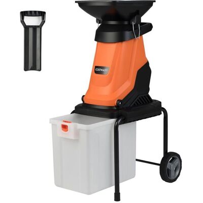 Broyeur Électrique de Jardin 3000W COSTWAY Bac de Ramassage 50 L Diamètre de Coupe de 45 mm Trémie de Remplissage Roues Orange Orange - Publicité Broyeur Électrique de Jardin 3000W COSTWAY Bac de Ramassage 50 L Diamètre de Coupe de 45 mm Trémie de Remplissage Roues Orange Orange - Publicité