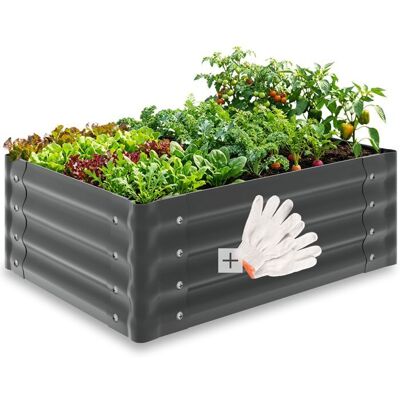 Jardinière - TECTAKE - Plate-bande surélevée SALVIA en acier galvanisé ergonomique fond ouvert 130 L 80 x 60 x 30 cm - Gris Gris - Publicité Jardinière - TECTAKE - Plate-bande surélevée SALVIA en acier galvanisé ergonomique fond ouvert 130 L 80 x 60 x 30 cm - Gris Gris - Publicité