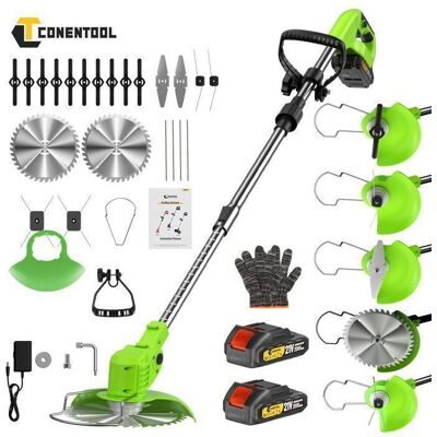CONENTOOL Pliable Débroussailleuse Électrique Sans Fil 5 Types De Lames Réglables 2 Batteries Léger et Télescopique Vert - Publicité CONENTOOL Pliable Débroussailleuse Électrique Sans Fil 5 Types De Lames Réglables 2 Batteries Léger et Télescopique Vert - Publicité