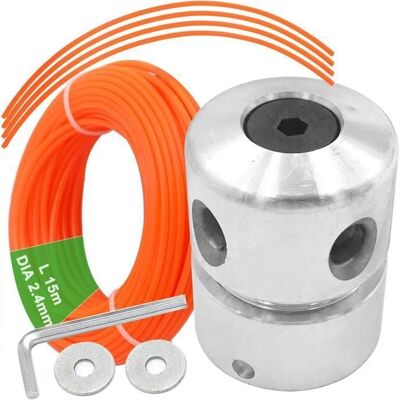 Aluminium Tête Debroussailleuse Universelle M8 M10 avec 24mm x 15m Fil Coupe Bordure Nylon Orange - Publicité Aluminium Tête Debroussailleuse Universelle M8 M10 avec 24mm x 15m Fil Coupe Bordure Nylon Orange - Publicité