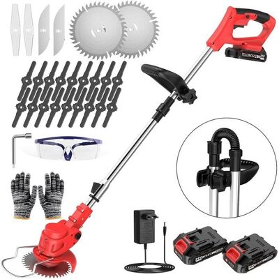 AUTREMENT Coupe Bordure sans Fil avec Batterie Pliable 60cm Debroussailleuse Electrique 2 Batterie 21V Manche Télescopique 105-130cm(Rouge - Publicité AUTREMENT Coupe Bordure sans Fil avec Batterie Pliable 60cm Debroussailleuse Electrique 2 Batterie 21V Manche Télescopique 105-130cm(Rouge - Publicité