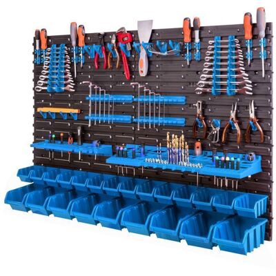 Tableau à outils mural - BOTLE - 115x78 cm - 23 plateaux - 2 grandes étagères - Bleu Bleu - Publicité Tableau à outils mural - BOTLE - 115x78 cm - 23 plateaux - 2 grandes étagères - Bleu Bleu - Publicité