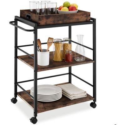 Desserte - TECTAKE - Chariot de service WORCESTER en panneau aggloméré flexible avec barre de poussée 65 x 415 x 87 cm - Bois foncé Marron - Publicité Desserte - TECTAKE - Chariot de service WORCESTER en panneau aggloméré flexible avec barre de poussée 65 x 415 x 87 cm - Bois foncé Marron - Publicité