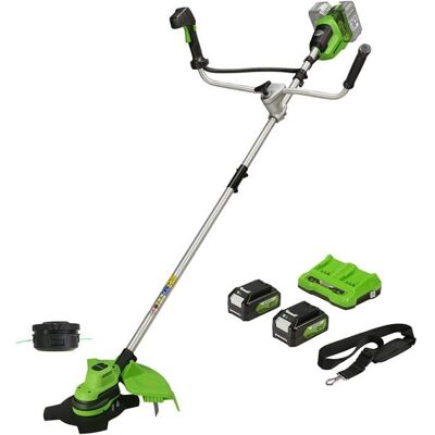 Débroussailleuse - SANS MARQUE - Coupe-bordure - 2 Batteries 24V 4Ah - Moteur sans balais - 38cm Fil Vert - Publicité Débroussailleuse - SANS MARQUE - Coupe-bordure - 2 Batteries 24V 4Ah - Moteur sans balais - 38cm Fil Vert - Publicité