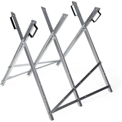 Aopunly Chevalet de sciage avec 3 supports - support de coupe en bois galvanisé pliable - argenté - Publicité Aopunly Chevalet de sciage avec 3 supports - support de coupe en bois galvanisé pliable - argenté - Publicité