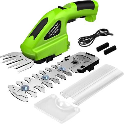 Cisaille à gazon sans fil - OKZ® - 7.2V - Batterie 2000mAh - 2 lames interchangeables - Vitesse 1100 tr/min Vert - Publicité Cisaille à gazon sans fil - OKZ® - 7.2V - Batterie 2000mAh - 2 lames interchangeables - Vitesse 1100 tr/min Vert - Publicité
