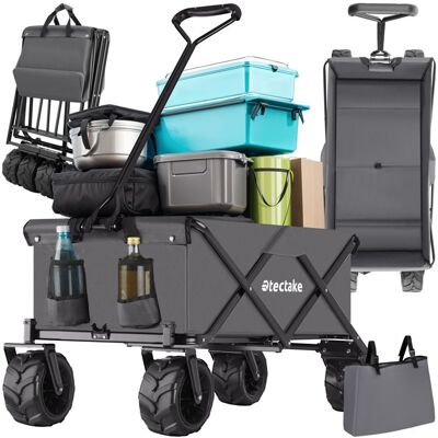 Brouette - TECTAKE - Chariot de transport HEIDRUN pliable avec bâche amovible et larges roues plastiques 114 x 51 x 485 cm - Gris Gris - Publicité Brouette - TECTAKE - Chariot de transport HEIDRUN pliable avec bâche amovible et larges roues plastiques 114 x 51 x 485 cm - Gris Gris - Publicité