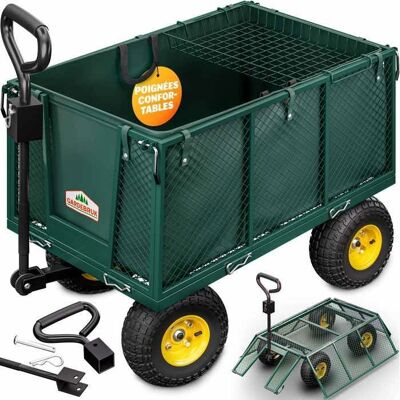 GARDEBRUK® Chariot à roulettes pliable 550kg robuste bâche amovible chariot de plage chariot de transport brouette chariot jardin Vert - Publicité GARDEBRUK® Chariot à roulettes pliable 550kg robuste bâche amovible chariot de plage chariot de transport brouette chariot jardin Vert - Publicité