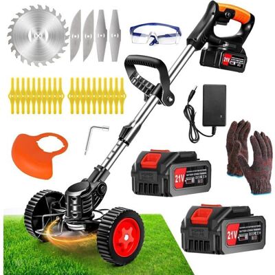 HOME FIT TRAINING Debroussailleuse Electrique sans Fil21V 4.0AH Coupe Bordure sans Fil avec Batterie&Trois Types De Lames PoignéE TéLescopique à - Publicité HOME FIT TRAINING Debroussailleuse Electrique sans Fil21V 4.0AH Coupe Bordure sans Fil avec Batterie&Trois Types De Lames PoignéE TéLescopique à - Publicité