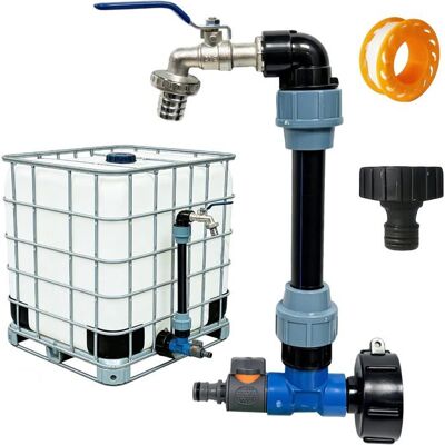 OKZ® Robinet pour cuve 1000 L – col de cygne 3/4″ – 2 en 1 – récupérateur eau pluie – adaptateur tuyau arrosage Gris - Publicité OKZ® Robinet pour cuve 1000 L – col de cygne 3/4″ – 2 en 1 – récupérateur eau pluie – adaptateur tuyau arrosage Gris - Publicité