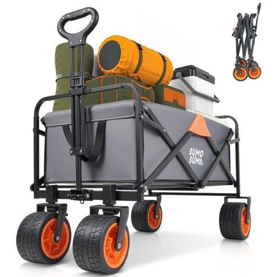 Brouette pliable tout-terrain SUMOSUMA JBW-05 - Chariot de jardin & camping 150L - Roues épaissies 9cm 360° freins - Charge 200kg Gris - Publicité Brouette pliable tout-terrain SUMOSUMA JBW-05 - Chariot de jardin & camping 150L - Roues épaissies 9cm 360° freins - Charge 200kg Gris - Publicité