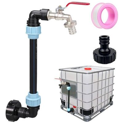 FRAVONIX Robinet Cuve 1000L Raccord Cuve 1000 litres Robinet IBC Col de Cygne de Cuve Adaptateur de Réservoir IBC Adaptateur Cuve S60x6 Gris - Publicité FRAVONIX Robinet Cuve 1000L Raccord Cuve 1000 litres Robinet IBC Col de Cygne de Cuve Adaptateur de Réservoir IBC Adaptateur Cuve S60x6 Gris - Publicité