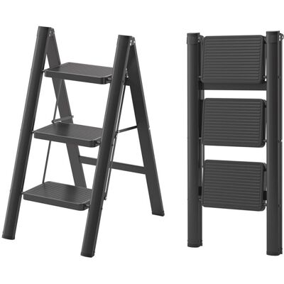 FREOSEN Escabeau Échelle Pliante Marche Pied Pliable à 3 Étages avec Coussins en Caoutchouc Antidérapants Capacité de Charge 150KG Noir Noir - Publicité FREOSEN Escabeau Échelle Pliante Marche Pied Pliable à 3 Étages avec Coussins en Caoutchouc Antidérapants Capacité de Charge 150KG Noir Noir - Publicité
