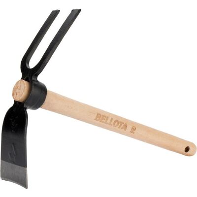 EVIRON Houe forgée avec système anti-rotation - Tête à double usage - Houe et fourche avec manche en bois- Outil de jardinverger et serre - Publicité EVIRON Houe forgée avec système anti-rotation - Tête à double usage - Houe et fourche avec manche en bois- Outil de jardinverger et serre - Publicité