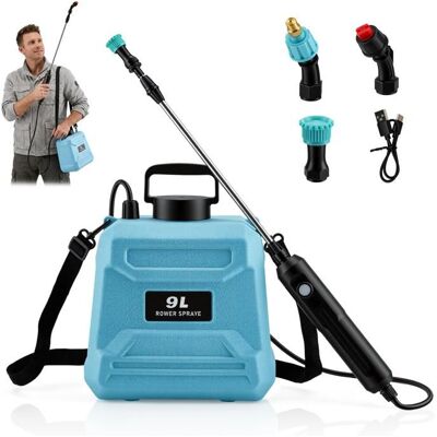 TTLIFE Pulvérisateur de jardin électrique avec batterie de 9L 3 modes de pulvérisation buse réglable à 360° lance télescopique 80 cm Bleu - Publicité TTLIFE Pulvérisateur de jardin électrique avec batterie de 9L 3 modes de pulvérisation buse réglable à 360° lance télescopique 80 cm Bleu - Publicité