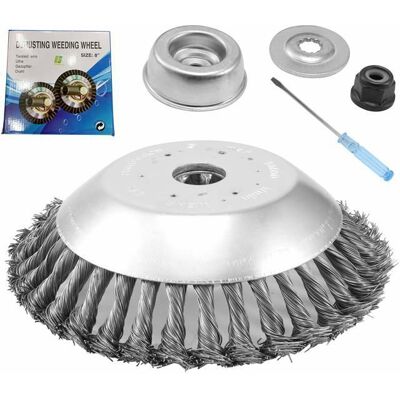 EVIRON Tête Brosse Désherbage pour Débroussailleuse avec Contre-écrou plateau désherbage en fil dacier 8 pouce Gris - Publicité EVIRON Tête Brosse Désherbage pour Débroussailleuse avec Contre-écrou plateau désherbage en fil dacier 8 pouce Gris - Publicité