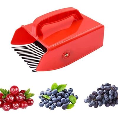 ZENTRONIS Cueille-myrtilles avec peigne en métal râteau à myrtilles en plastique rouge et noir - Publicité ZENTRONIS Cueille-myrtilles avec peigne en métal râteau à myrtilles en plastique rouge et noir - Publicité