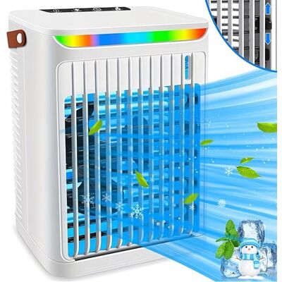 Climatiseur portable - FOCLATUNER - 5‑en‑1 - 3 vitesses - Oscillation & minuterie - Alimentation USB Blanc - Publicité Climatiseur portable - FOCLATUNER - 5‑en‑1 - 3 vitesses - Oscillation & minuterie - Alimentation USB Blanc - Publicité