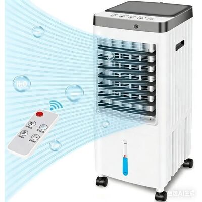 JOULLI Ventilateur de Climatisation Portable 65 W 10 L Refroidisseur Évaporatif 3 Vitesses Minuterie de 7 H Télécommande pour Maison Bureau Blanc - Publicité JOULLI Ventilateur de Climatisation Portable 65 W 10 L Refroidisseur Évaporatif 3 Vitesses Minuterie de 7 H Télécommande pour Maison Bureau Blanc - Publicité